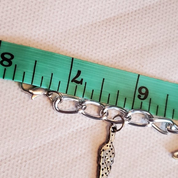 7.5" Silver Tone Charm Bracelet Nature Theme Style - Picture 2 of 4